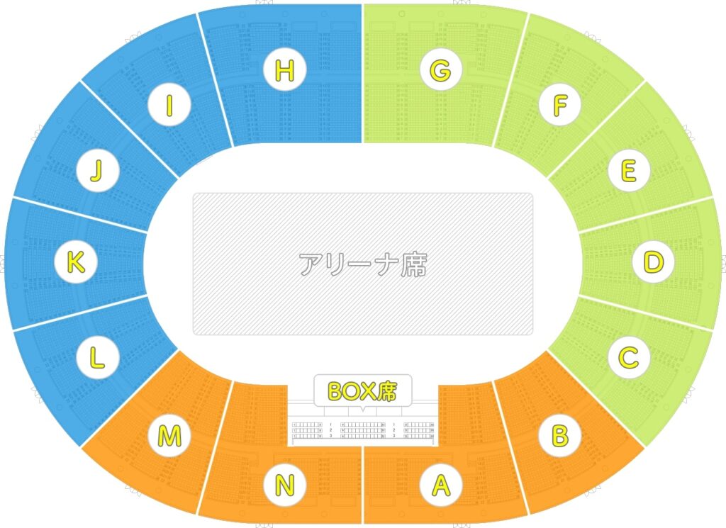大阪城ホール　座席　見え方　座席表　キャパ　アリーナ　スタンド席　段差　見切れ席