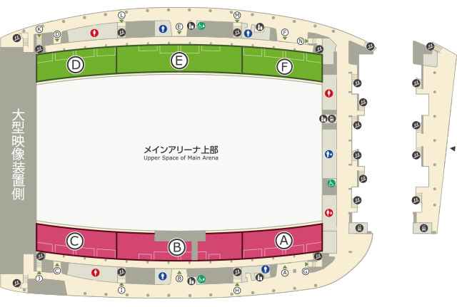 武蔵野の森総合スポーツプラザ 座席 見え方 アリーナ 1階 2階 3階 4階 見切れ席