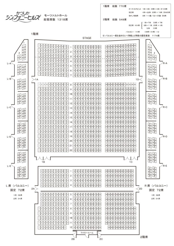 かつしかシンフォニーヒルズ　モーツァルトホール　座席　見え方　おすすめ席　見切れ席　座席選び　注意点　解説